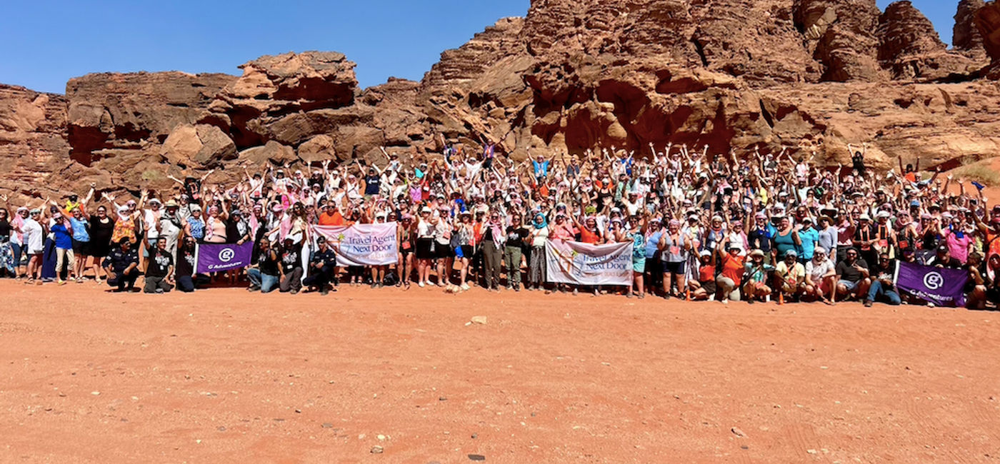 Image: TTAND's annual conference group photo took place in Wadi Rum. (Photo Credit: Marsha Mowers)