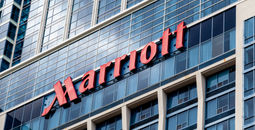 Marriott logo on hotel.