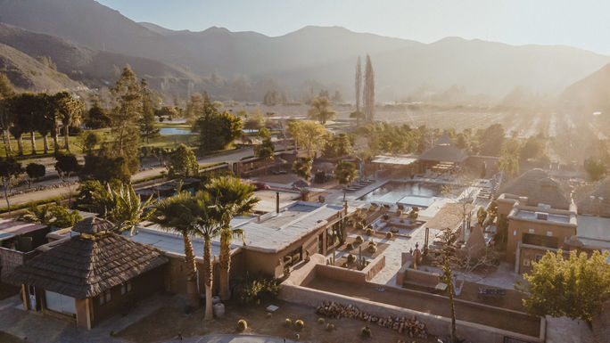 Aerial view of the Relais & Ch?teaux CasaMolle in Chile. Relais & Ch?teaux, luxury resorts in Chile, luxury chilean resorts