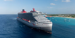 Virgin Voyages' Scarlet Lady cruise ship in the Caribbean