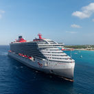 Virgin Voyages' Scarlet Lady cruise ship in the Caribbean