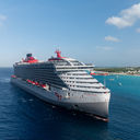 Virgin Voyages' Scarlet Lady cruise ship in the Caribbean