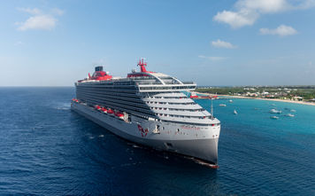 Virgin Voyages' Scarlet Lady cruise ship in the Caribbean
