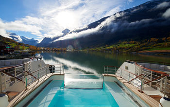 The view from Ponant's ship Le Champlain