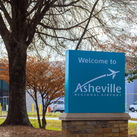 Welcome sign at Asheville Regional Airport in North Carolina