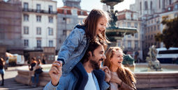 Family exploring Lisbon, Portugal