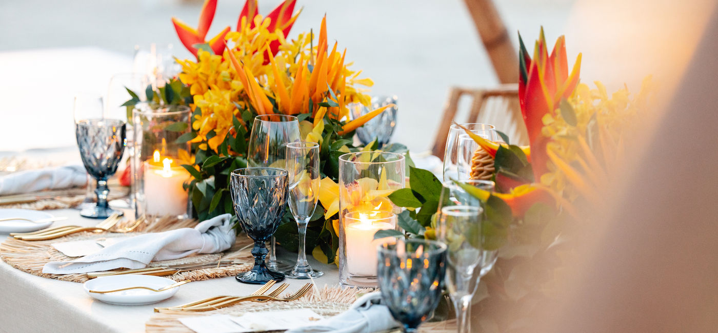 Image: A wedding reception setting and centerpiece at Sandals Resorts in Jamaica. (Photo Credit: Sandals Resorts)