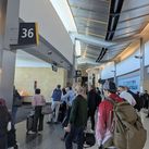 Airport crowd, travel, travelers, traveling
