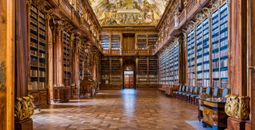 Historic library of the Strahov Monastery in Prague, Czech Republic.