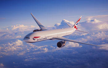 British Airways Boeing 777-300 in flight.