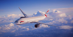British Airways Boeing 777-300 in flight.