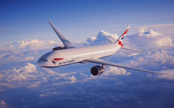 British Airways Boeing 777-300 in flight.