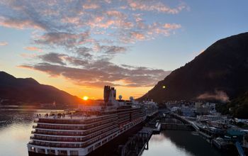 Holland America Line's Eurodam at sunset in Juneau, Alaska
