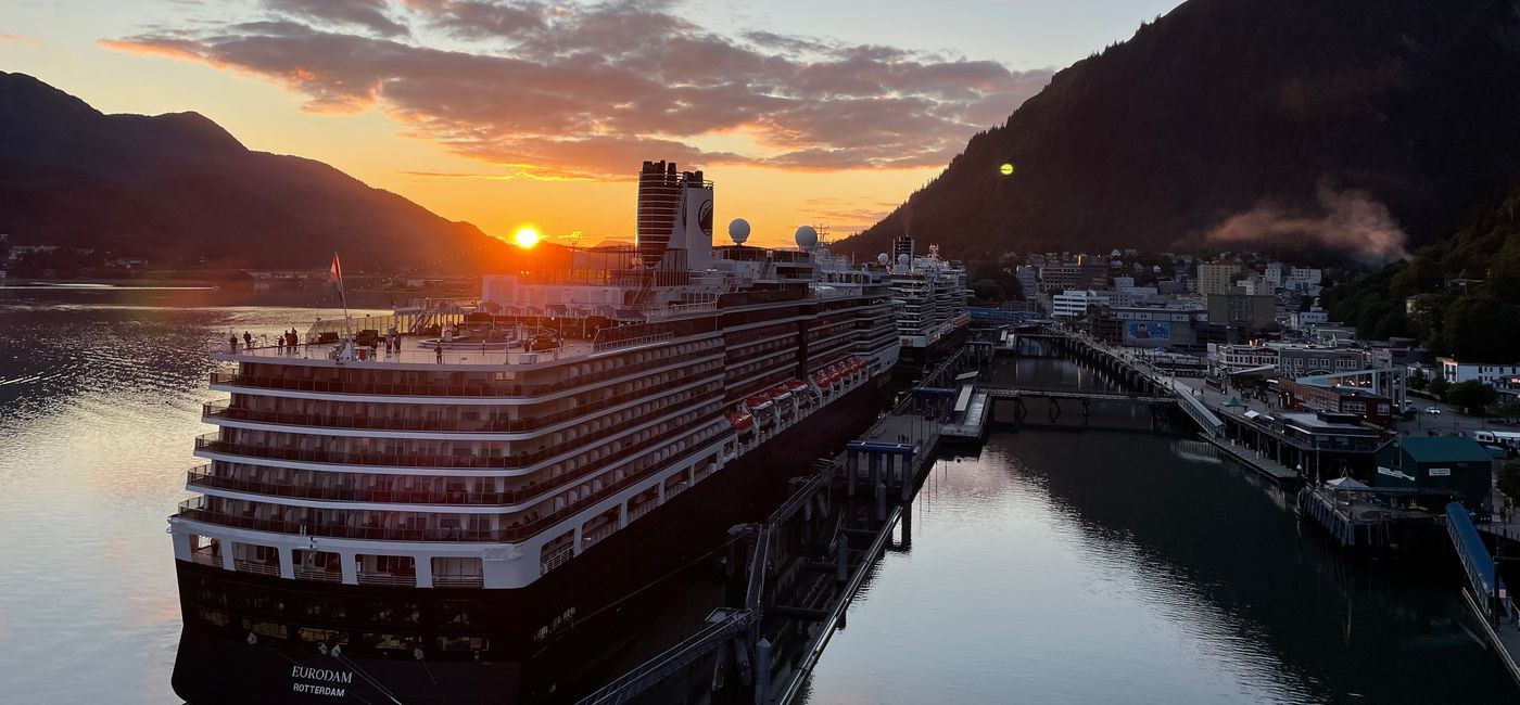 Image: Holland America Line's Eurodam at sunset in Juneau, Alaska (Photo Credit: Sarah Kuta)