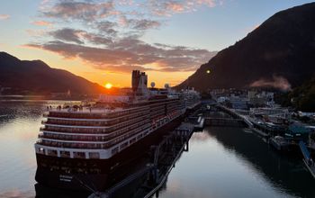 Holland America Line's Eurodam at sunset in Juneau, Alaska