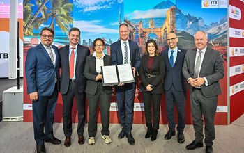 Officials gather for the ITB Americas announcement at ITB Berlin 2025