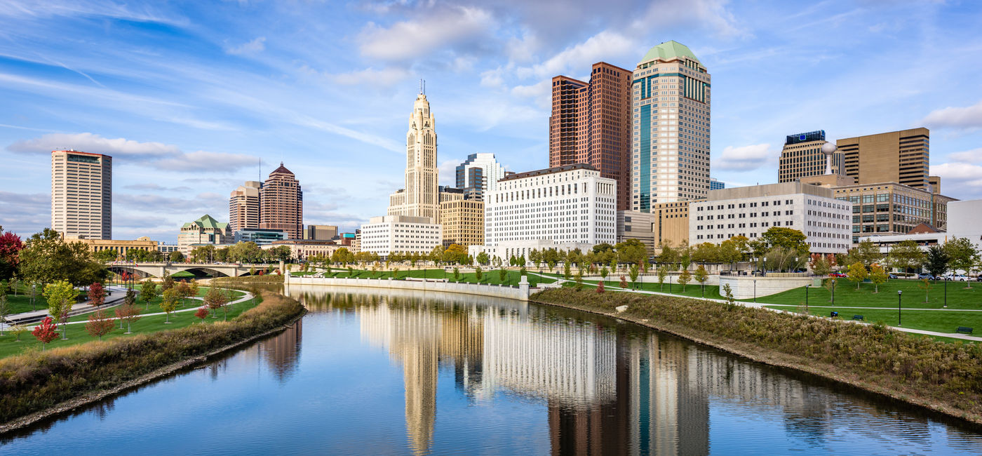 Image: Downtown Columbus, Ohio along the Scioto River. (photo courtesy of Sean Pavone/iStock/Getty Images Plus)
