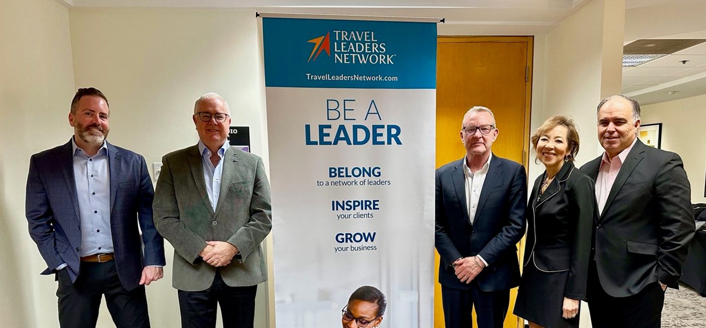 Image: TLN Group, from left to right: Cory Voss, CIO Travel Leaders Network  Lindsay Pearlman, COO, Travel Leaders Network  John Lovell, President Travel Leaders Network  Christine James, Vice President, Canada Travel Leaders Network  Stephen McGillivray, CPMO Internova Travel Group (Photo Credit: Parm Parmar)