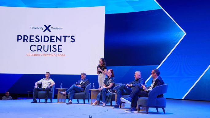 Celebrity Cruises executive leadership members duing 2024's 'Conversation With Celebrity' session. Celebrity Cruises executive leadership members duing 2024's 'Conversation With Celebrity' session.