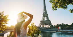 Tourist enjoying the Eiffel Tower in Paris, France