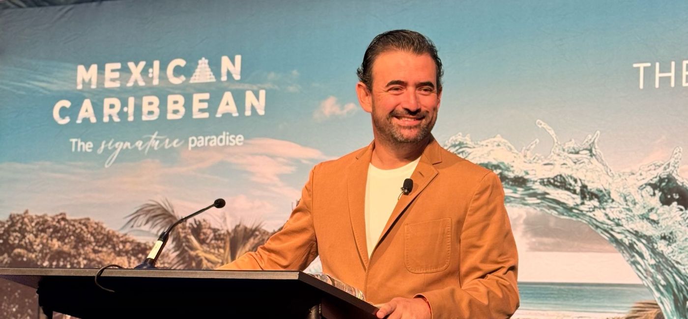Image: Mexican Caribbean Tourism Board CEO Andrs Martinez presents at the 2025 inaugural GTM Luxury event in Phoenix, Arizona. (Photo Credit: Mexican Caribbean Tourism Board)