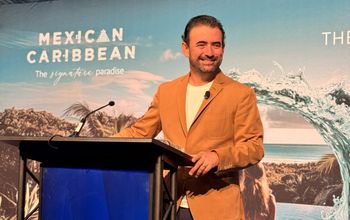 Mexican Caribbean Tourism Board CEO Andrs Martinez presents at the 2025 inaugural GTM Luxury event in Phoenix, Arizona.