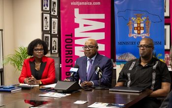 Edmund Bartlett (center), Jennifer Griffith (left), and Lloyd Waller (right).