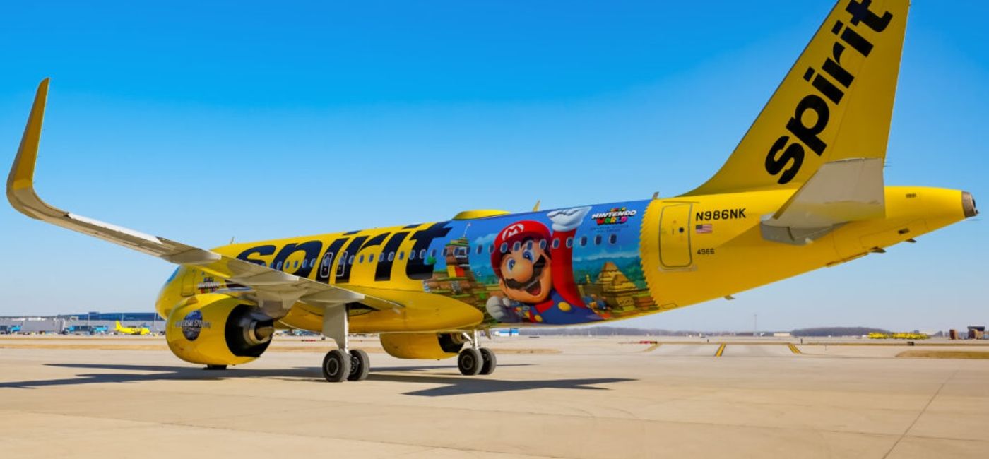 Image: Spirit's new Super Nintendo World livery. (Photo Credit: Spirit Airlines Media)