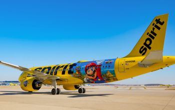 Spirit's new Super Nintendo World livery.