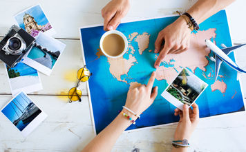 Travel advisor helping plan a trip