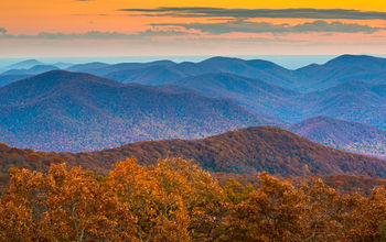 Autumn sunset in the Blue Ridge Mountains of northern Georgia