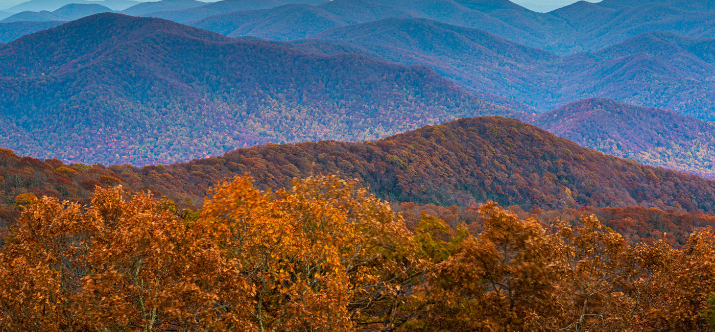 Image: Autumn sunset in the Blue Ridge Mountains of northern Georgia. (Photo Credit: Adobe/SeanPavonePhoto)