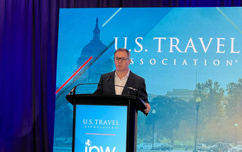 Geoff Freeman, President and CEO of the United States Travel Association (USTA) speaking at IPW.