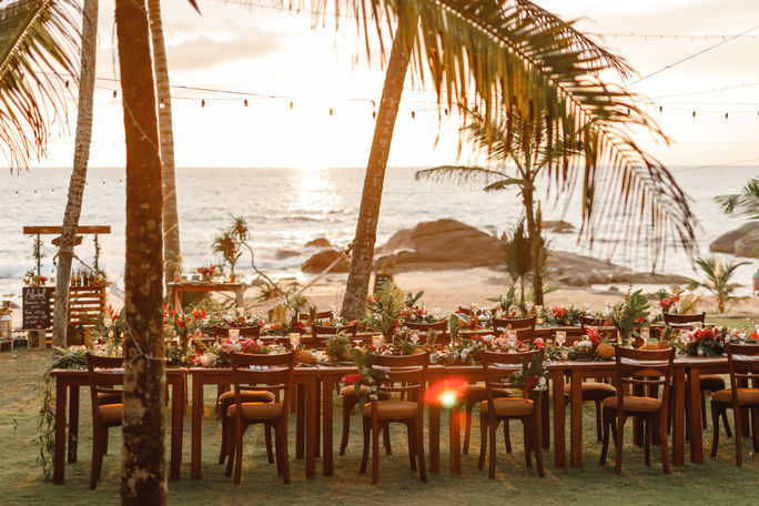 Tables set for a destination wedding