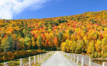 Autumn countryside in Stowe, Vermont.