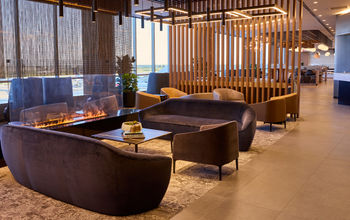 American Airlines Flagship Lounge PHL fireplace