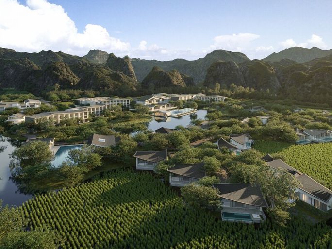 Rendering of the JW Marriott Trang An Resort & Spa, Vietnam. Marriott International, JW Marriott Trang An Resort & Spa, Vietnam