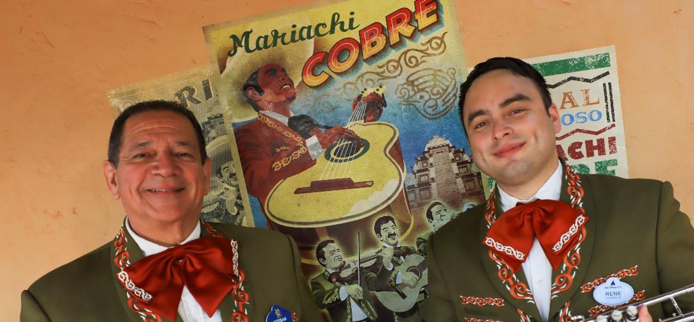 Image: Esteban Carrillo, co-founder of EPCOT World Showcase Mariachi Cobre group with fellow guest member Reme Aguire Garcia (Photo Credit: Walt Disney World Resort)