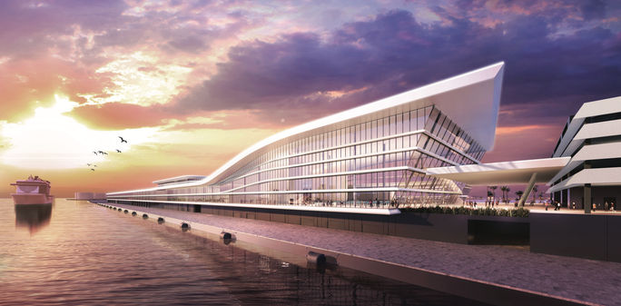 Rendering of MSC Group's  new mega cruise terminal at PortMiami.