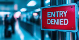 AI image of an entry denied sign at the airport.