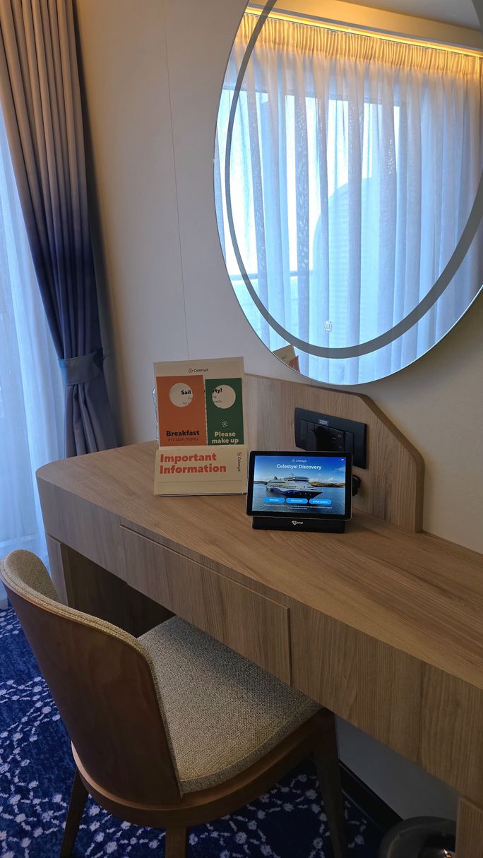 Every stateroom on Celestyal Discovery is now equipped with an in-cabin guest experience tablet Every stateroom on Celestyal Discovery is now equipped with an in-cabin guest experience tablet
