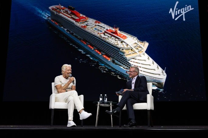 Richard Branson and John Lovell at Travel Leaders EDGE Conference Richard Branson and John Lovell at Travel Leaders EDGE Conference