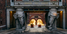 The Elephant Gate at the entrance to the Carlsberg Factories in Copenhagen. 