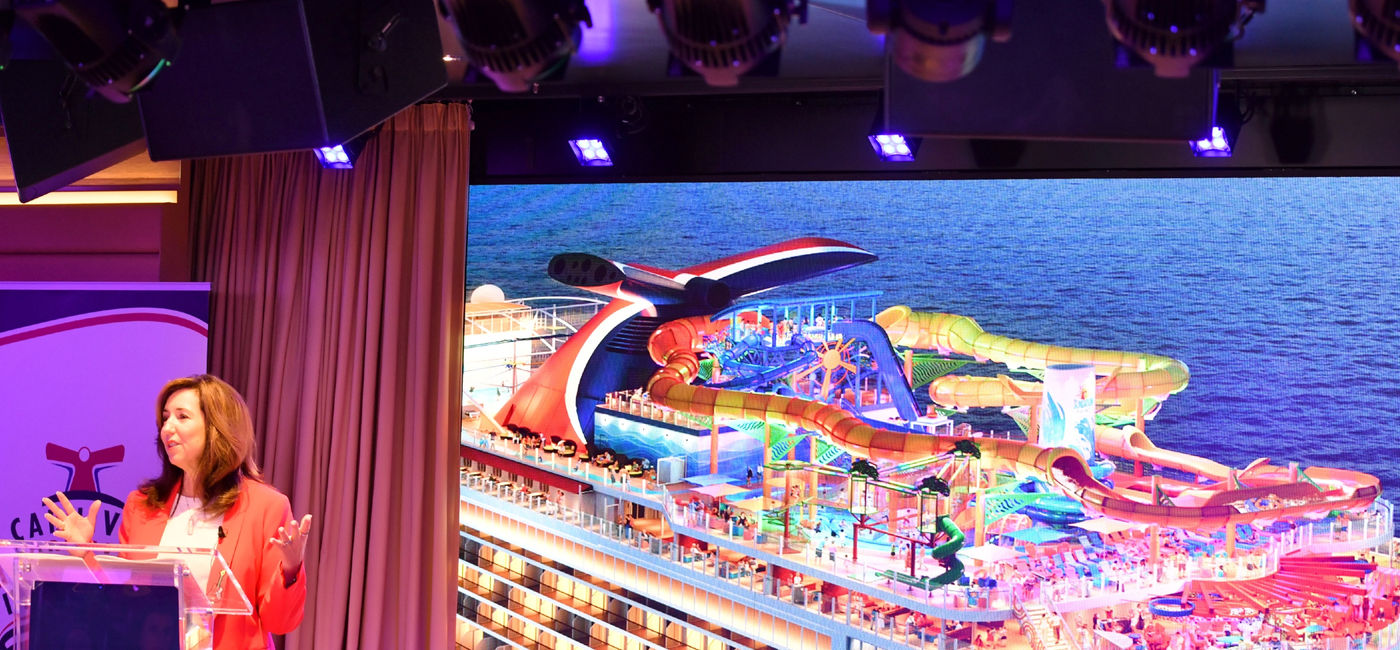 Image: Christine Duffy unveils Sunsation Point aboard Carnival Festivale. (Photo Credit: Carnival Cruise Line)