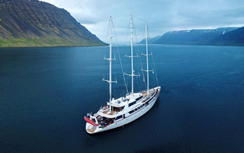 Variety Cruises&#39; Panorama at Arnafjordur in the Faroe Islands