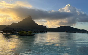 Bora Bora's lagoon at sunset