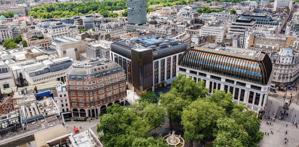 An aerial view of Leicester Square and The Londoner