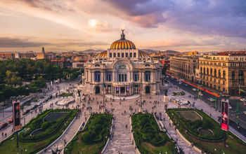 The Palace of Fine Arts in Mexico City, Mexico.