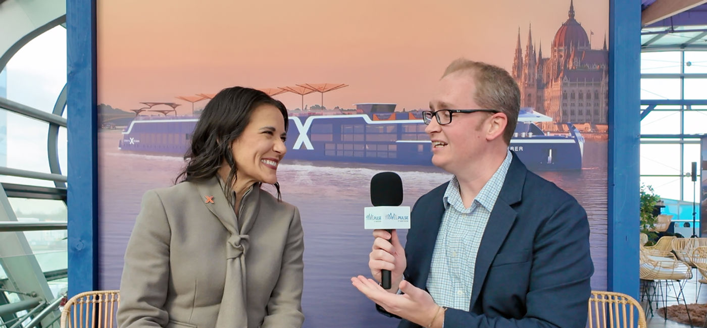 Photo: Katina Athanasiou discusses Celebrity River Cruises (Photo Credit: Eric Bowman)