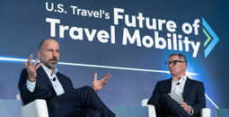 Geoff Freeman, U.S. Travel’s President and CEO (right) engaged in fireside chat with Dara Khosrowshahi, CEO, Uber.